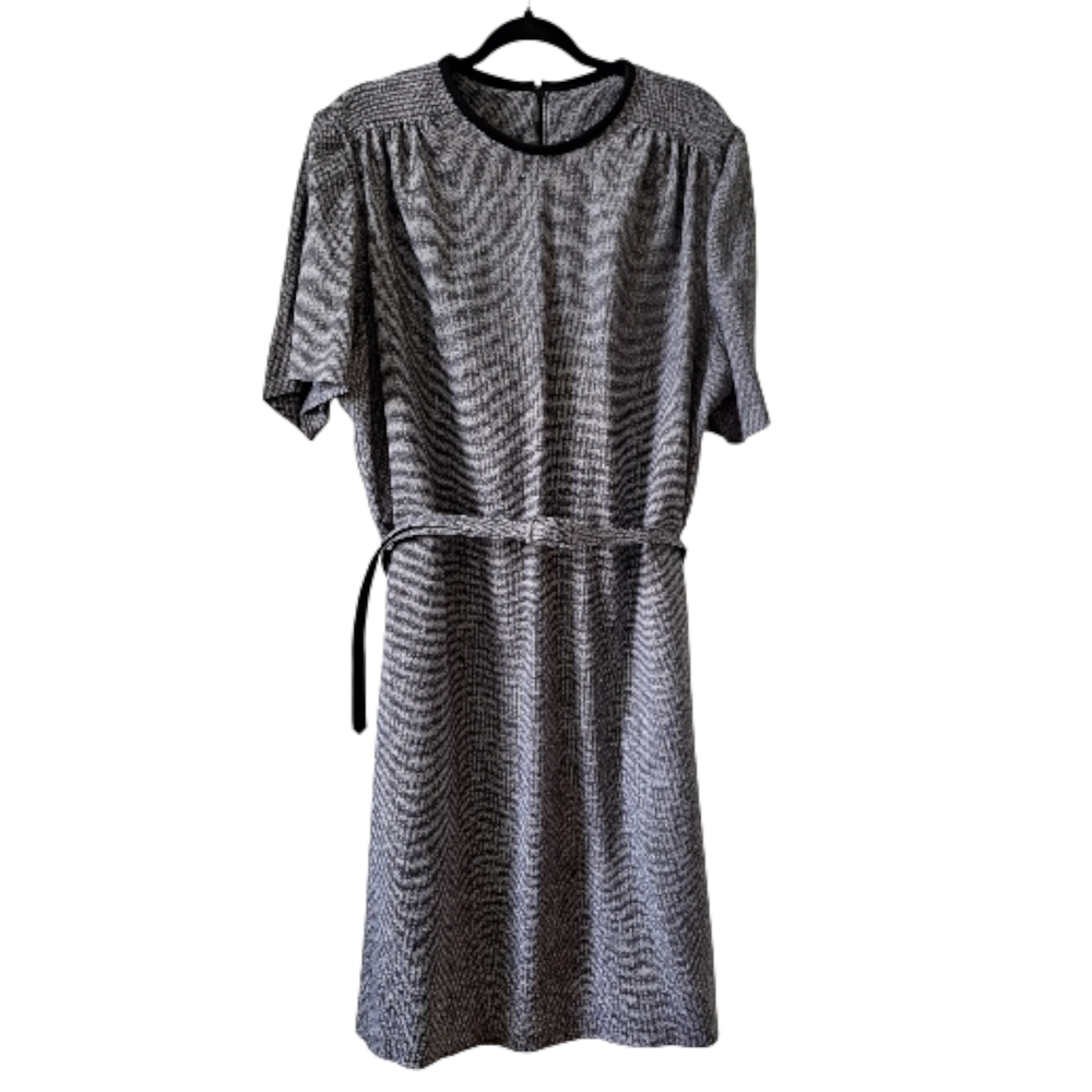 🇨🇦 Vintage Gracie Square Originals Shift Dress | Textured Black & White | L/XL